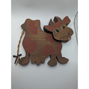 Hand-painted‎ Wooden Cow Wall Decor Folk Art Farmhouse Country Rustic 10.5x10.5"
